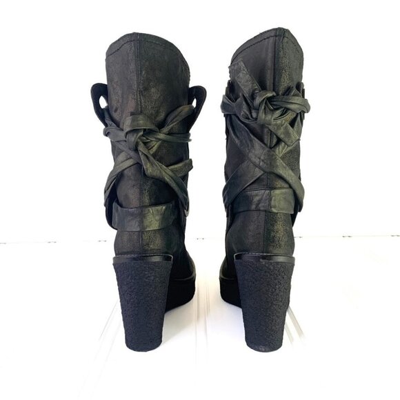 SCARPA LEATHER BOOTS GREEN BOOTS LACE UP BOOTS WEDGE BOOTS MADE IN ITALY SIZE 38 - Picture 5 of 16